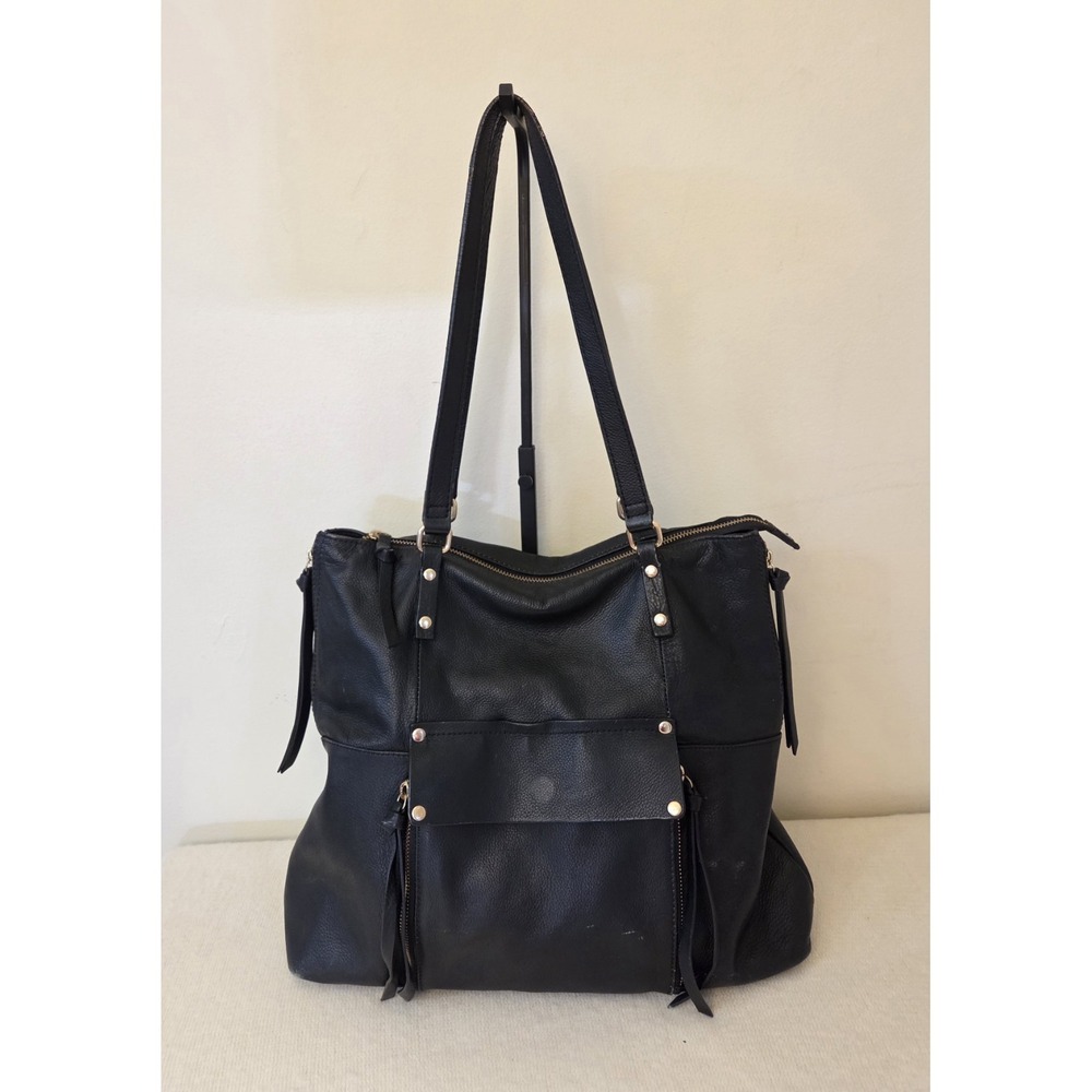 KOOBA Everette Black Pebbled‎ Leather Tote Bag Shoulder Purse Hobo Handbag